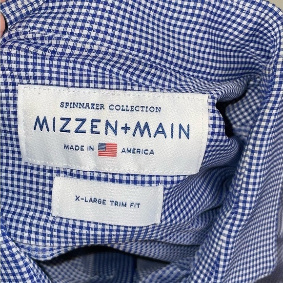 Mizzen+Main Men’s Spinnaker Performance Dress Shirt Blue Trim Fit Size XL - Picture 4 of 7